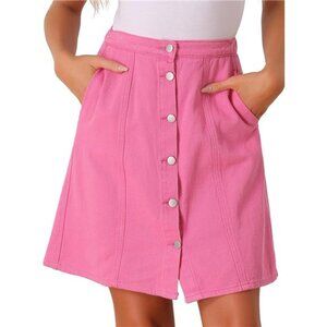 Women's Denim Skirts A-Line Short Pink